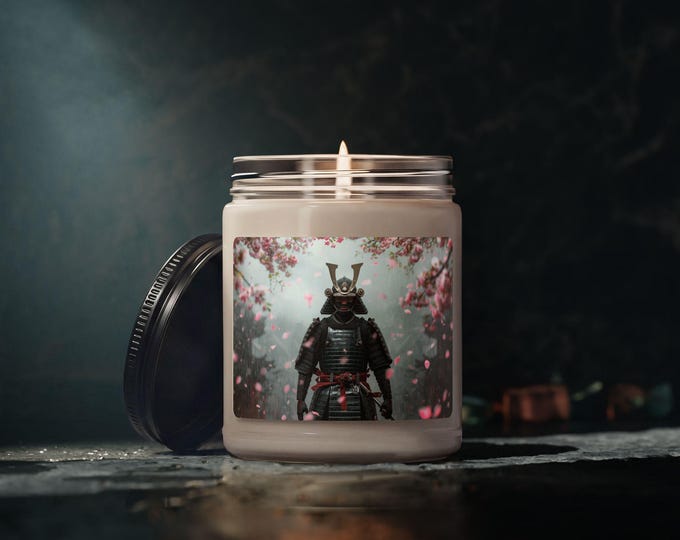 Samurai in Cherry Blossoms Candle | 9oz Soy Jar