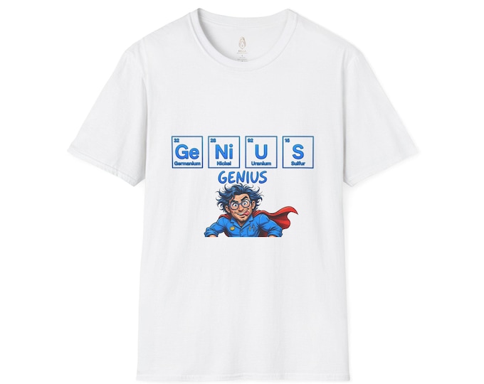 Genius Element Periodic Table T-Shirt, Science Humor Graphic Tee, Chemistry Gift