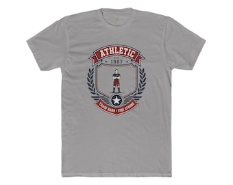 Athletic Shield 1987 Tee | Sports Emblem, Laurel Crest, Retro Varsity