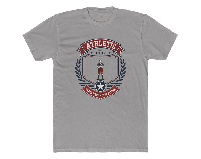 Athletic Shield 1987 Tee | Sports Emblem, Laurel Crest, Retro Varsity