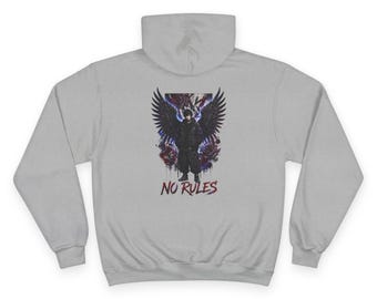 No Rules Fallen Angel Wings Hoodie, Dark Goth Streetwear, Anime Gift