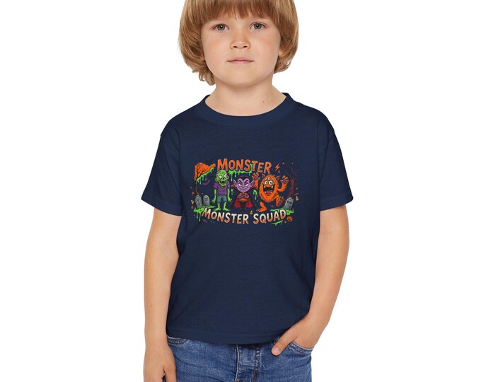 Monster Squad Kids T-Shirt, Friendly Halloween Monsters, Soft Cotton Tee