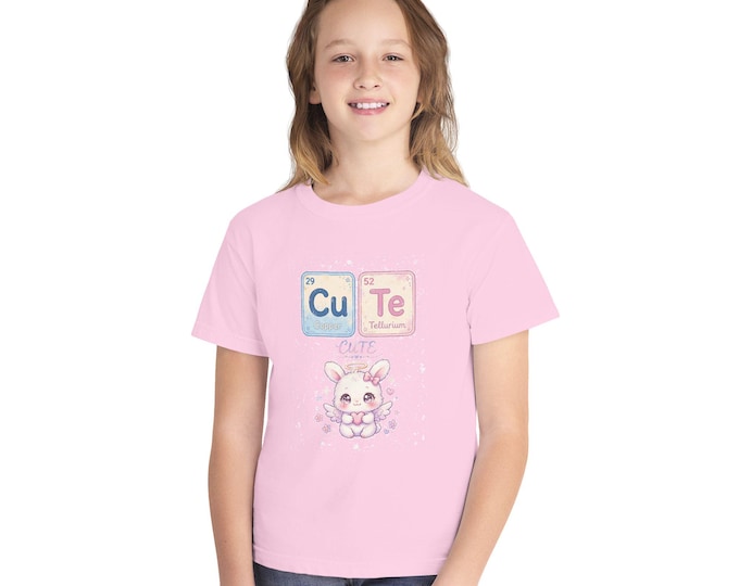 Kawaii Angel Bunny Chemistry T-Shirt, Periodic Table Cu Te Graphic Tee