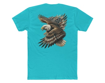 Vintage Eagle Flag Graphic Tee, Patriotic Biker Shirt, 100% Cotton (4.3 oz)