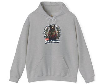 Cozy Christmas Bear Hoodie, Retro Holiday Graphic Sweatshirt, Winter Family Gift