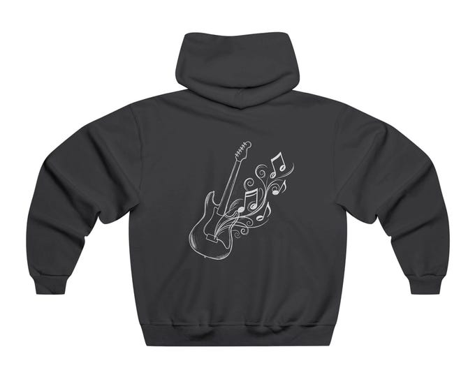 Electric Guitar Music Notes Hoodie, Artistic Line Art Jumper, Rock Music Apparel