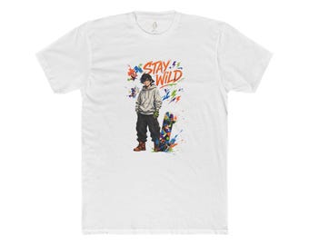 Stay Wild Anime Skater T-Shirt, Graffiti Streetwear Tee, Urban Skateboard Apparel