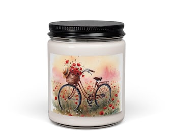 Vintage Bicycle with Flower Basket Candle | 9oz Soy Jar