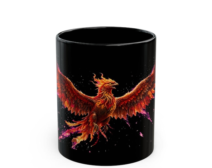Fiery Phoenix Ceramic Mug, Mythical Firebird, Fantasy Gamer Gift (11oz/15oz)