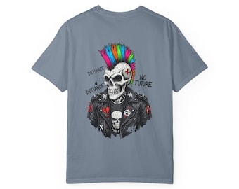 Rainbow Mohawk Punk Skull T-shirt | No Future Graphic Tee