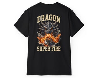 Fire Breathing Dragon T-Shirt, Heavy Metal Fantasy Graphic Tee (D&D Gamer Gift)