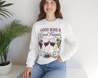 Vintage Wine Lover Crewneck, Botanical Vineyard Graphic Sweatshirt, Cozy Fleece Blend