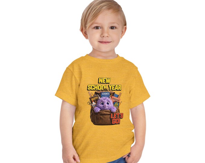 Kids Monster Backpack Shirt, New School Year Toddler Tee, Back to School Outfit