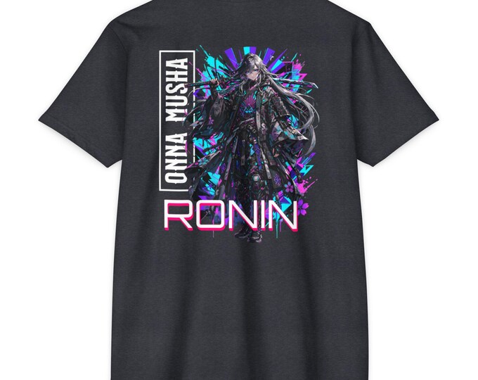 Onna Musha Cyberpunk Ronin Tee, Japanese Anime Samurai Shirt, Techwear Cotton Blend T-Shirt