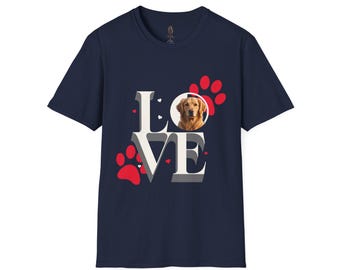 Golden Retriever Love T-Shirt, Dog Mom Gift, Paw Print Graphic Tee