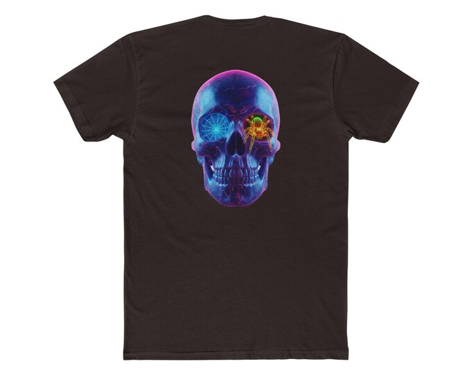 Neon Skull Spider Web T-Shirt, Cyberpunk Gothic Rave Alt Clothing