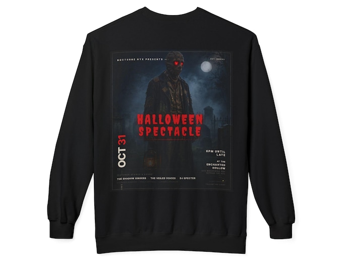 Halloween Spectacle Sweatshirt, Gothic Horror Poster Crewneck, Spooky Season Jumper