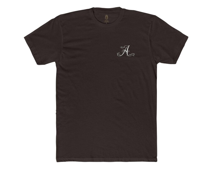 Ornate Vintage Letter A Monogram Shirt, Cursive Initial Tee, Soft Cotton Graphic
