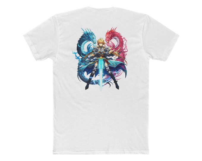 Dual Dragon Knight Sword T-Shirt | Fantasy Anime Warrior Tee