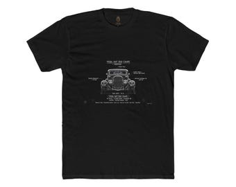 1930s Hot Rod Coupe Blueprint T-Shirt: Classic Car Graphic Tee
