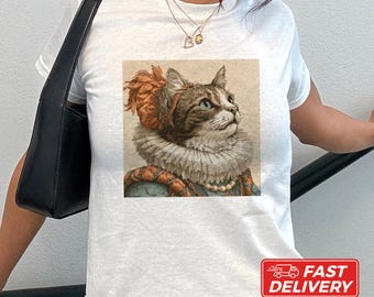 Whimsical Cat Baby Tee, Renaissance Cat Shirt, Vintage Victorian Cat Art, Cottagecore Graphic Tee, Fantasy Cat Lover Gift, Youth Size