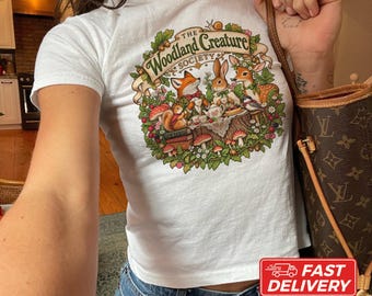 Whimsical Woodland Baby Tee, Vintage Storybook Animal Shirt, Cottagecore Fantasy Top, Book Lover Gift, Magical Forest Tee, Youth Size