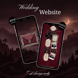 Burgundy & Ivory Wedding Website Template with RSVP Our Story and Countdown Timer Digital Wedding Template Digital Download