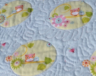 Sophie's Pink Baby Owls Modern Quilt - FREE SHIPPING to continental US