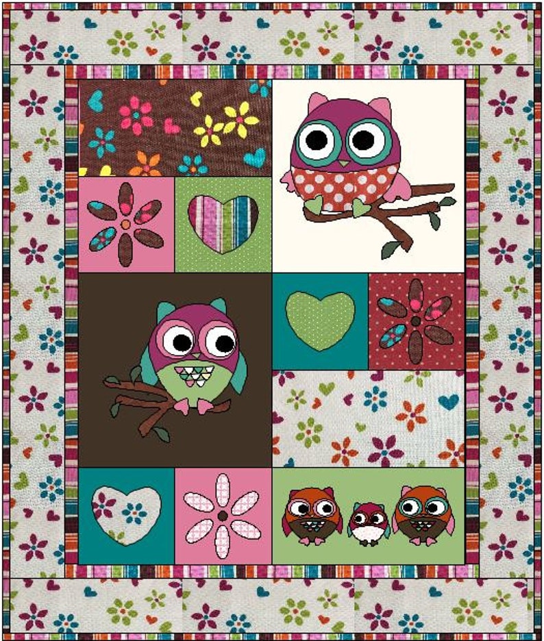 Owl Tree Quilt Pattern digital download image 1