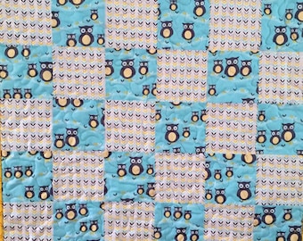 Modern Owls All Over Baby Quilt - FREE SHIPPING to continental US