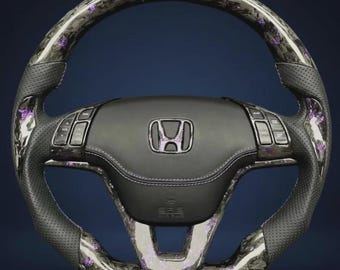 Honda CRV 2007-2011 Custom Forged Carbon Fiber and Leather Steering Wheel with Purple Flake.