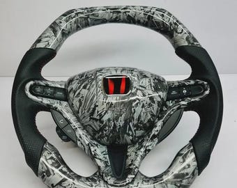 Volante de fibra de carbono forjada compatible con Honda Civic FD2 FN2 (2006–2012) – Repuesto