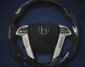 Volante de fibra de carbono forjada azul compatible con Honda Accord 2008–2012 – Repuesto