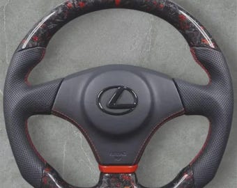 Volante de fibra de carbono forjada y cuero rojo Lexus para Lexus IS300 IS200
