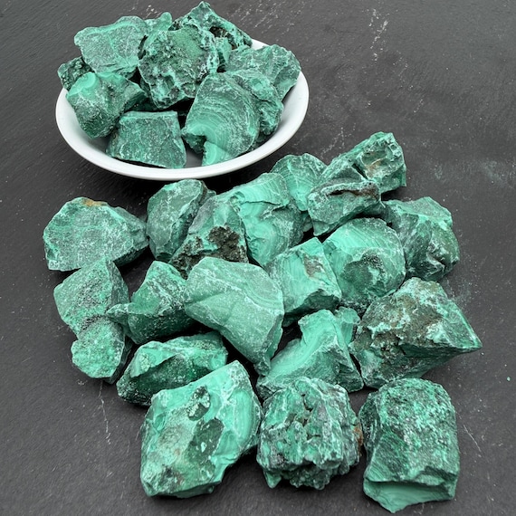Malachite Raw Stone - Unpolished Crystal, Rough Crystal for Collection, Bulk Gemstone