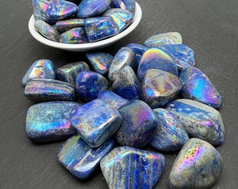 Aura Lapis Lazuli Tumbled Stone - Natural Crystal, Wisdom Charm, Bulk Crystals