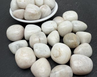White Moonstone Tumbled Stone - Polished Gemstone, Genuine Mineral, Wholesale Tumble Stone