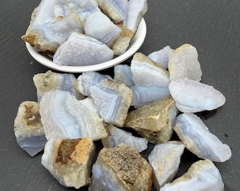 Blue Lace Agate Raw Stone - Rough Genuine Crystal, Collection Mineral Gift, Gemstone Supplies