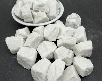 White Marble Raw Stone - Genuine Rough Crystal, Collection Mineral Gift, Gemstone Supplies, Bulk Rocks