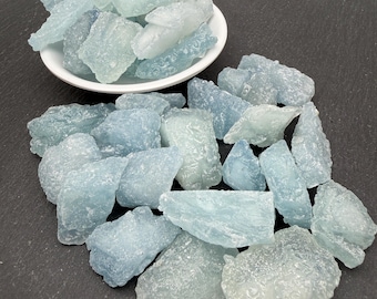 Aquamarine Raw Stone - Rough Blue Crystal, Collection Gemstone Gift, Crystal Supplies, Bulk Rocks