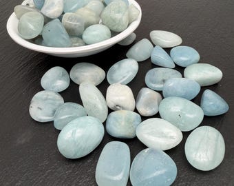 Aquamarine Tumbled Stone - Polished Gemstone, Calming Crystal, Throat Chakra Stone