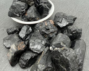 Black Tourmaline Raw Stone - Gemstone, Natural Mineral Specimen, Rough Stone for Collection