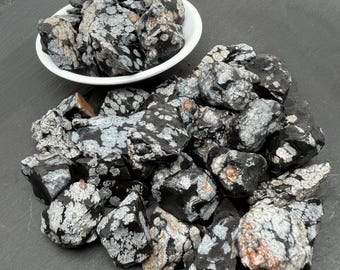 Snowflake Obsidian Raw Stone - Chakra Stone, Reiki Supplies, Bulk Lot