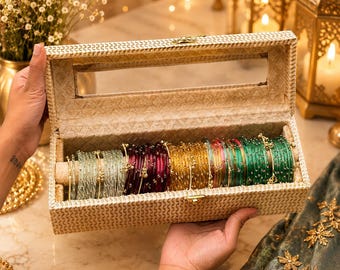 72-Piece Handcrafted Raindrop Glass & Kashmiri Bangle Set with Personalized Keepsake Box