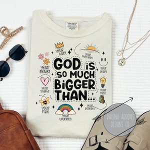 God is Bigger Hoodie Design svg, Retro Christian Sublimation, Bible Affirmations PNG, Dear Person design, Jesus Doodle png, Commercial Use