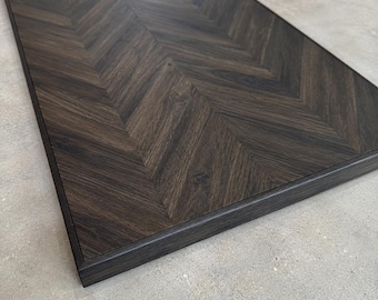 Moca Chevron Acacia Wood Table Top Square Edge Countertop, Multiple Sizes Available