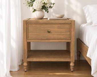 Classic Driftwood Nightstand, Artisan Handcrafted Solid Wood Bedside Table