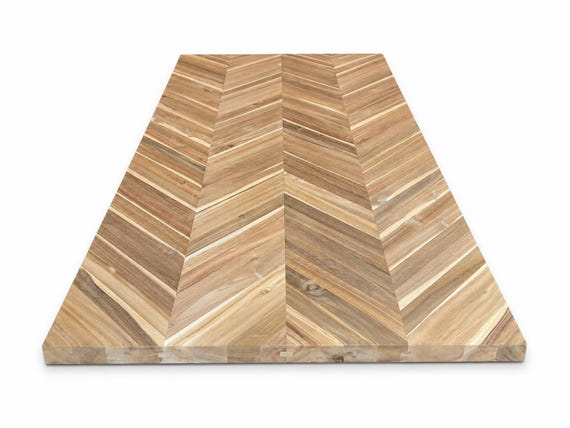 Chevron Butcher Block Countertop, Solid Acacia Wood Heringbone Tabletop