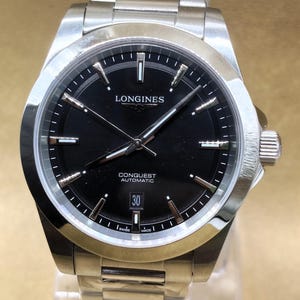Vintage Longines Conquest Automatic Date Indicator Black Dial Men's Wrist Watch Free Shipping
