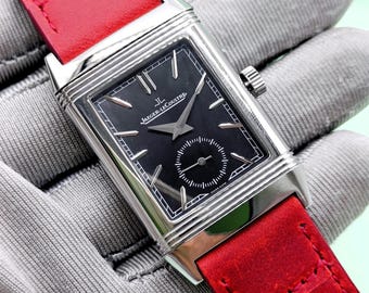 Vintage Jaeger LeCoultre Reverso Black Dial Quartz Men's Wrist Watch Free Shipping